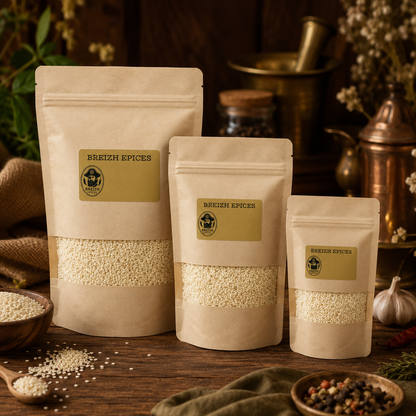 Graines de sésame blanches décortiquées entières