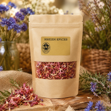 pétales de bleuet rouge