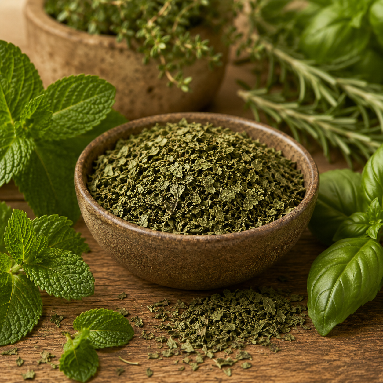 Feuilles de menthe verte coupées Egypte